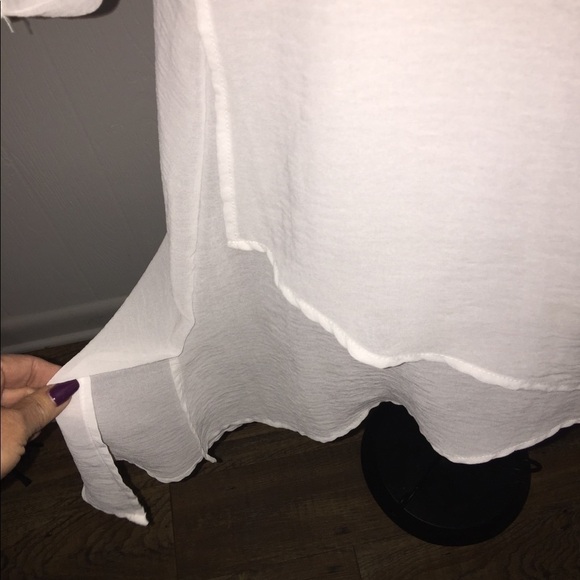 ChaCha Vente size large semi sheer mock wrap hi low convertible sleeves flowy - Picture 2 of 13